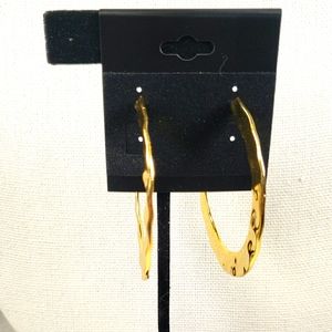 BAUBLEBAR MILA Signed Gold Tone Hammered Hoop Earrings